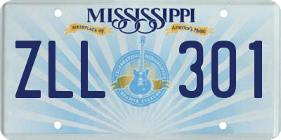 MS license plate ZLL301