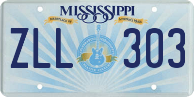 MS license plate ZLL303