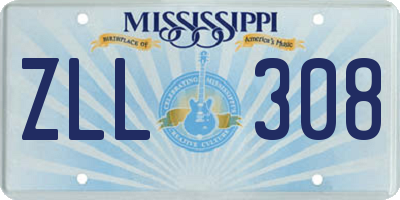 MS license plate ZLL308