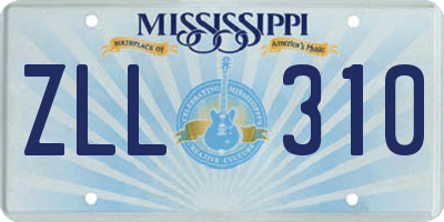 MS license plate ZLL310