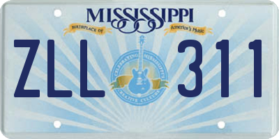 MS license plate ZLL311