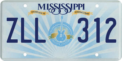 MS license plate ZLL312