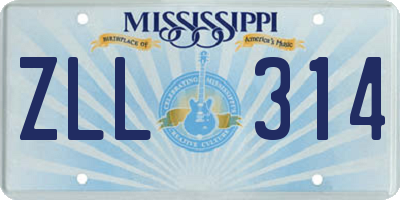 MS license plate ZLL314