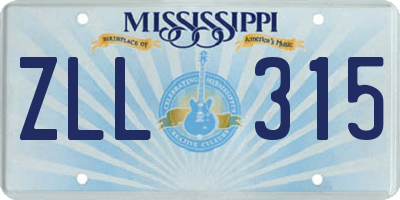 MS license plate ZLL315