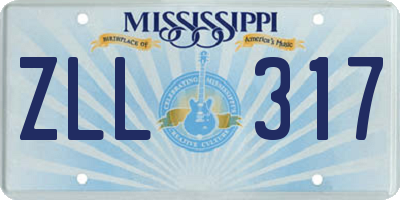 MS license plate ZLL317