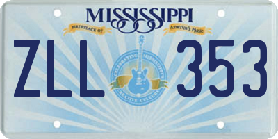 MS license plate ZLL353