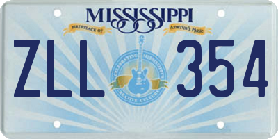 MS license plate ZLL354
