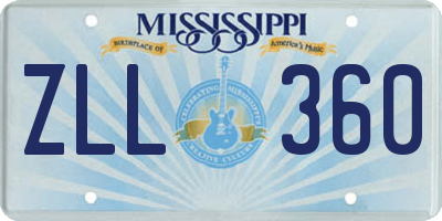 MS license plate ZLL360