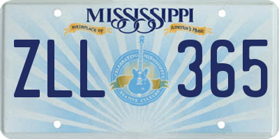 MS license plate ZLL365