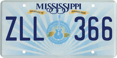 MS license plate ZLL366
