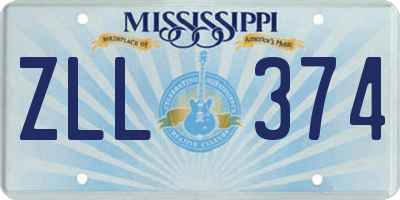MS license plate ZLL374
