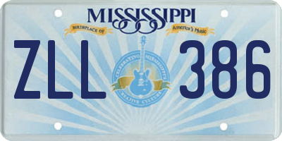 MS license plate ZLL386