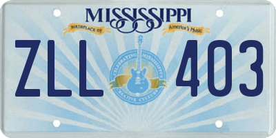 MS license plate ZLL403