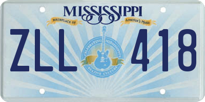 MS license plate ZLL418