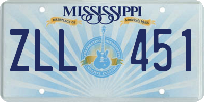 MS license plate ZLL451
