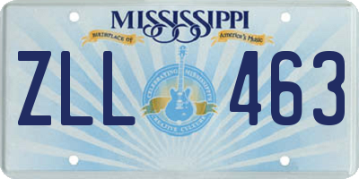 MS license plate ZLL463