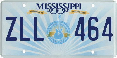 MS license plate ZLL464