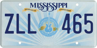 MS license plate ZLL465