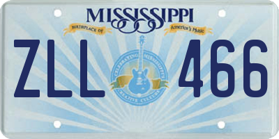MS license plate ZLL466
