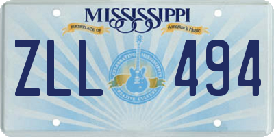 MS license plate ZLL494