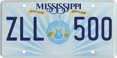 MS license plate ZLL500