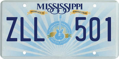 MS license plate ZLL501