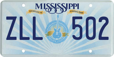 MS license plate ZLL502