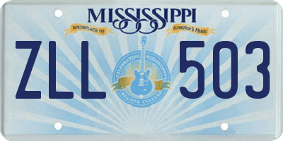 MS license plate ZLL503