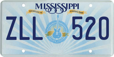 MS license plate ZLL520