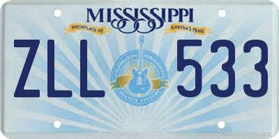 MS license plate ZLL533