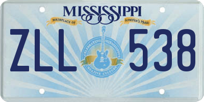 MS license plate ZLL538