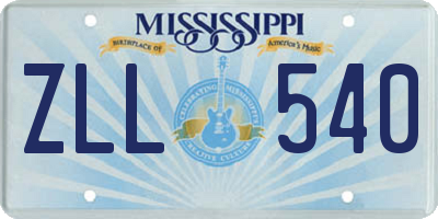 MS license plate ZLL540