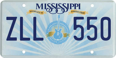 MS license plate ZLL550