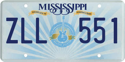 MS license plate ZLL551