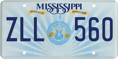 MS license plate ZLL560