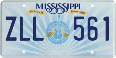 MS license plate ZLL561
