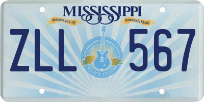 MS license plate ZLL567