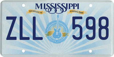 MS license plate ZLL598