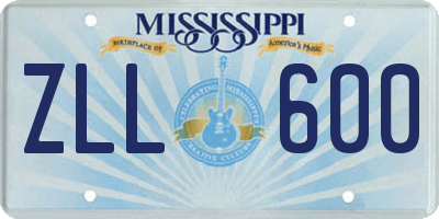MS license plate ZLL600