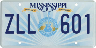 MS license plate ZLL601