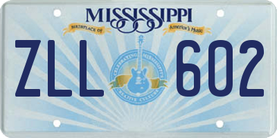 MS license plate ZLL602