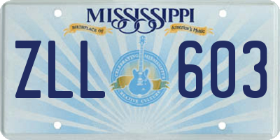 MS license plate ZLL603
