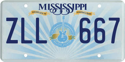 MS license plate ZLL667