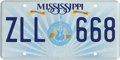 MS license plate ZLL668