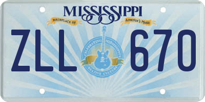 MS license plate ZLL670