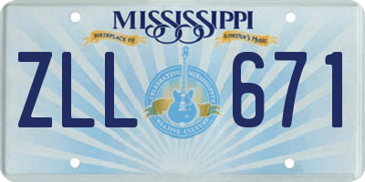 MS license plate ZLL671
