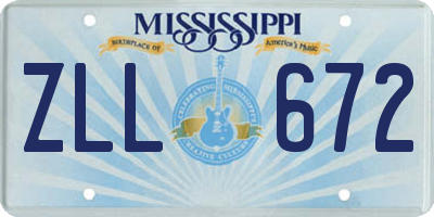 MS license plate ZLL672