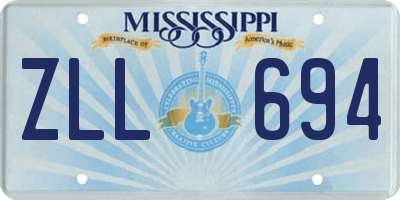 MS license plate ZLL694