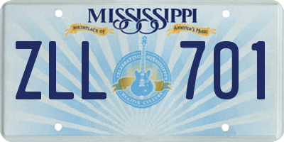 MS license plate ZLL701