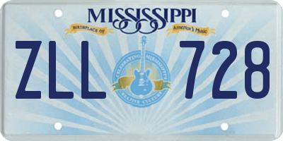 MS license plate ZLL728